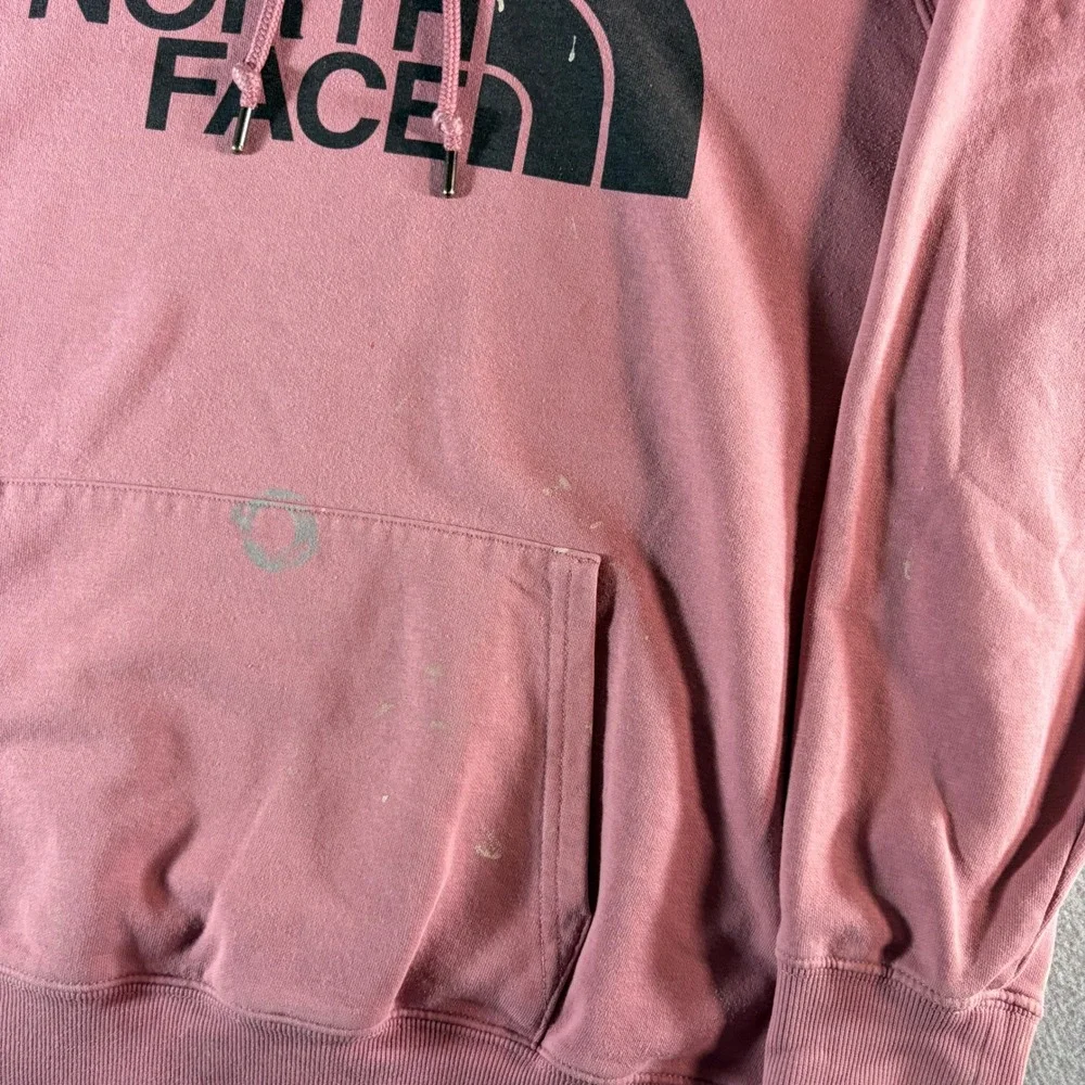 The North Face Hoodie Mens XL Pink Distressed Big Logo Pullover Sweatshirt
